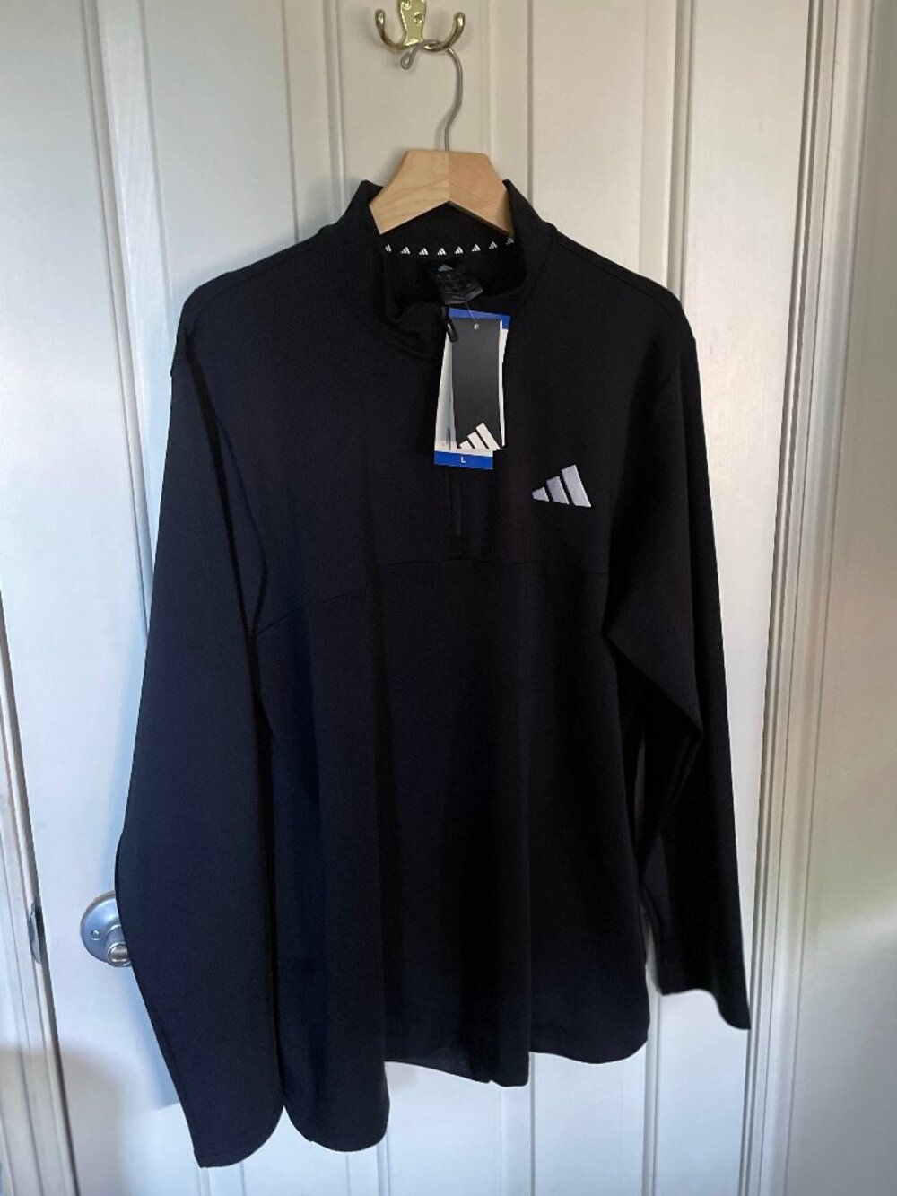 NEW Adidas Men's 1/4 Zip Layer Pullover L NWT Black Long Sleeve JW8907